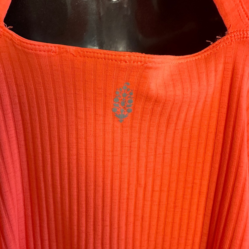 Free People Movement Neon Orange Ribbed Athletic Tennis Dress XS Crisscross Back - Picture 7 of 9